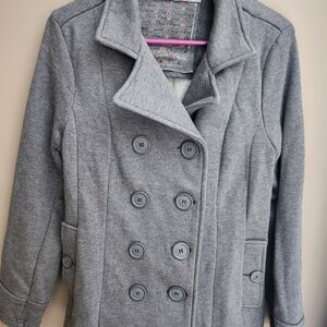 Women's Gray Double-Breasted Coat Sweatshirt Style